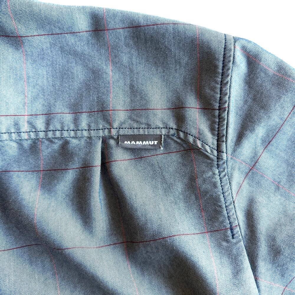 Mammut Short Sleeve Windowpane Plaid Breathable Blue Button Up Shirt L - Picture 4 of 8
